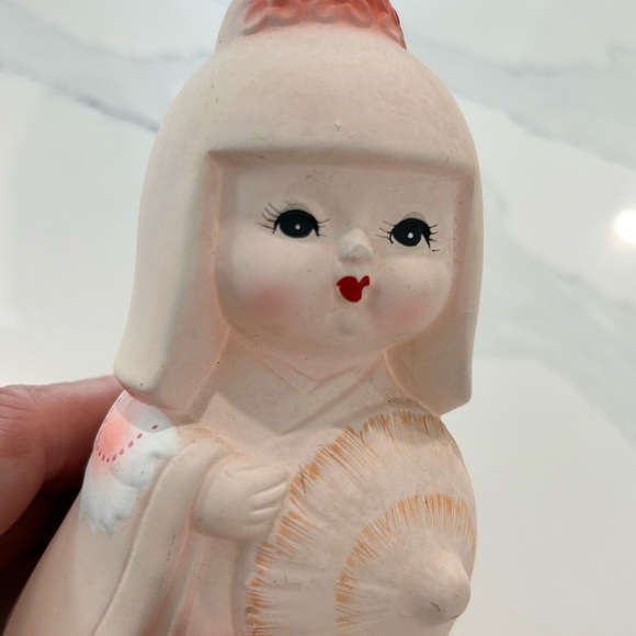 Vintage Blush Pink Japanese Hakata Pottery Kimono Doll Artisan - Picture 7 of 9